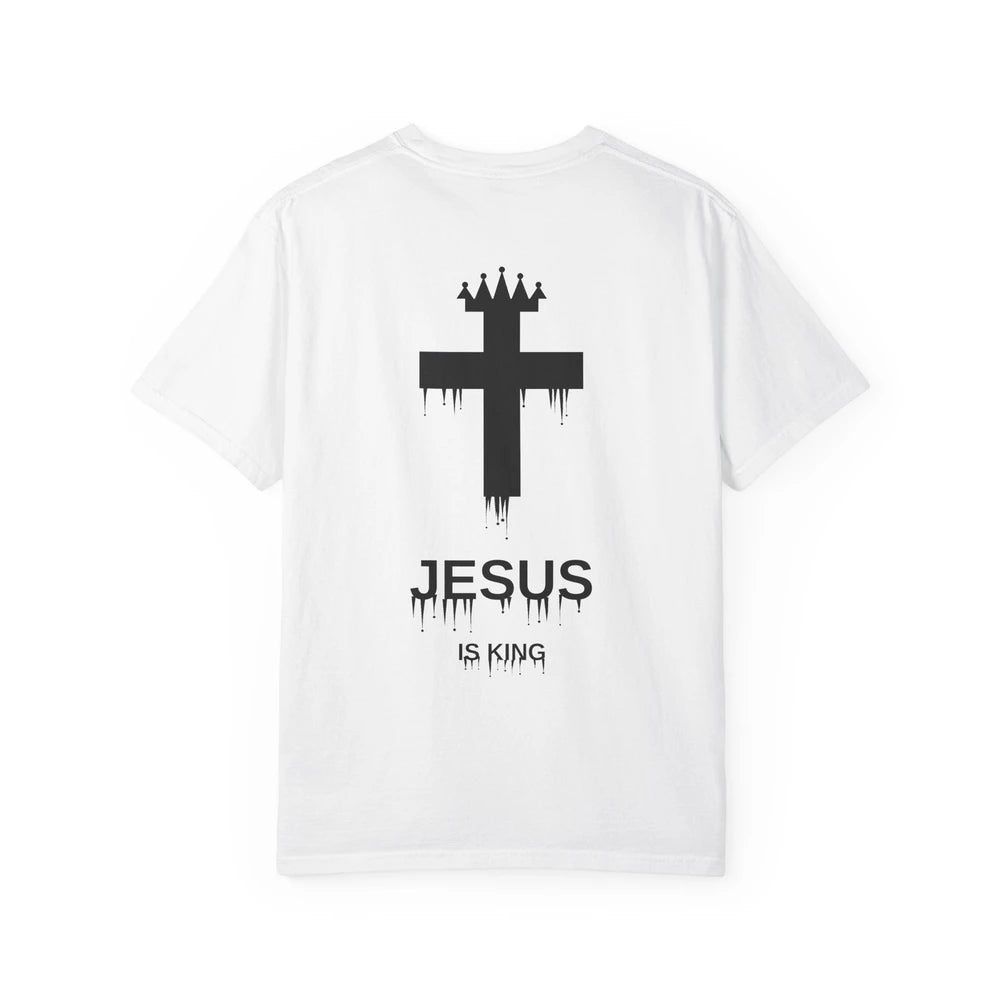 Christian Cross T‑Shirt — 'Jesus is King' Graphic Tee with Crown & Thorn Design