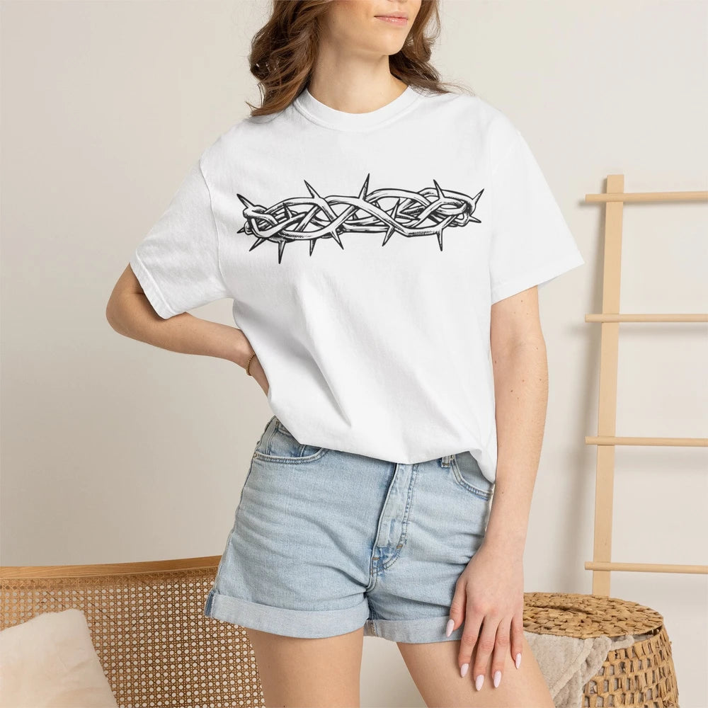 Christian Cross T‑Shirt — 'Jesus is King' Graphic Tee with Crown & Thorn Design